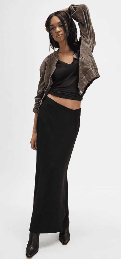 maxi skirt winter outfits black skirt